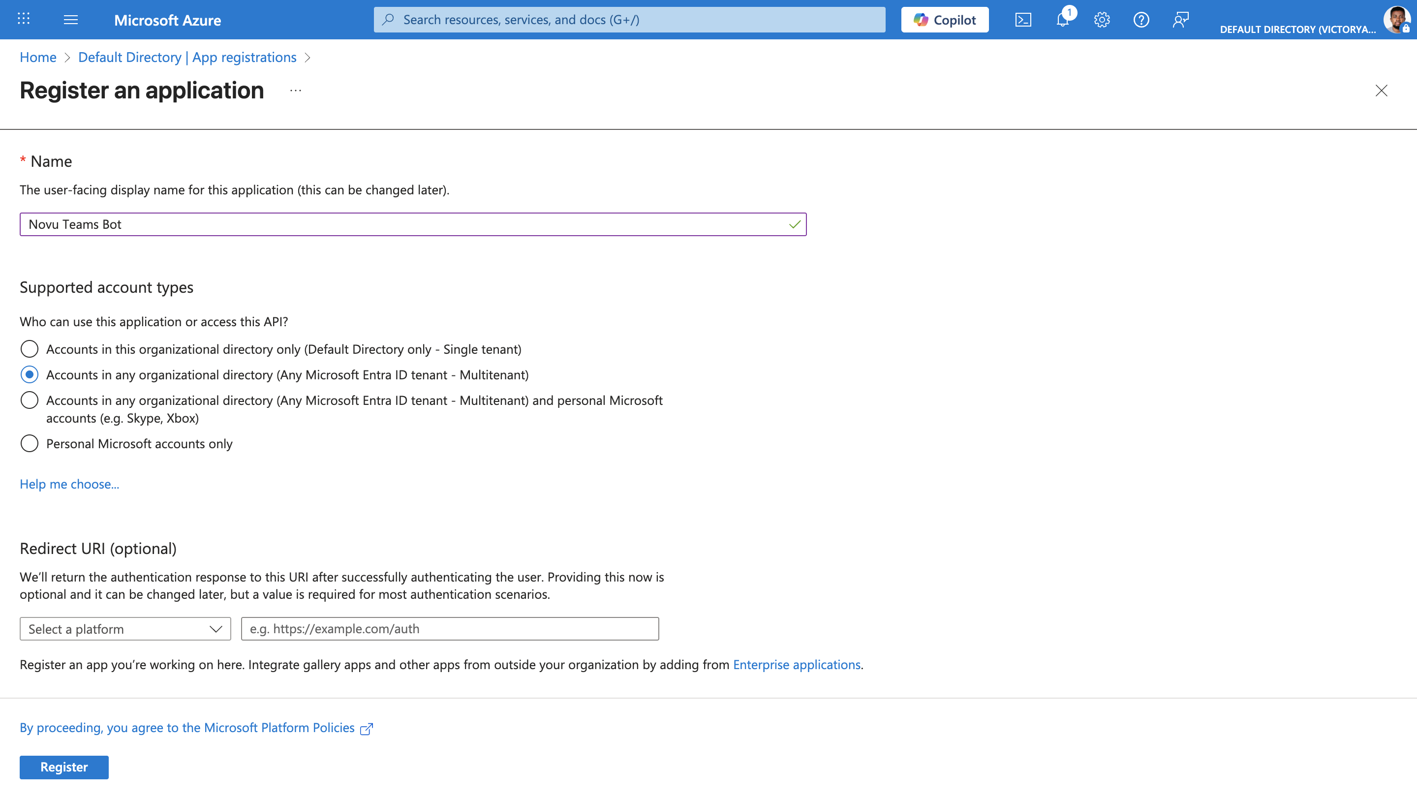 Register application
